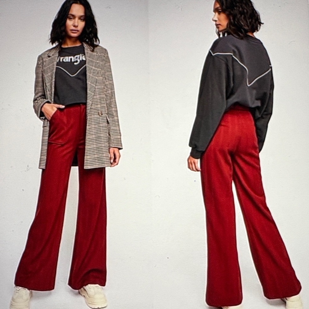 Free People Rudy High Waist Flare Wide Leg Pants 8